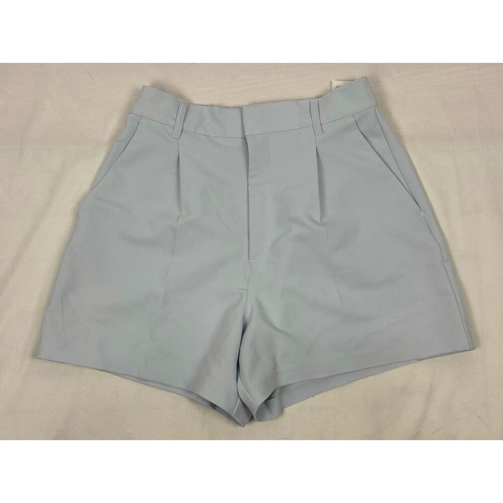 Abercrombie & Fitch Pleated Tailored High-Rise Shorts Light Blue Size M